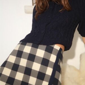Zara Navy and White Checkered Mini Skirt